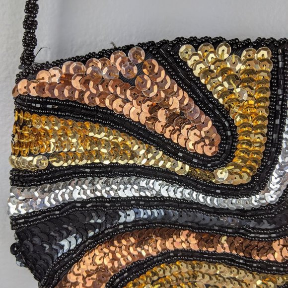 Vintage Small Metallic Sequin Beaded Crossbody Bag - Picture 3 of 6
